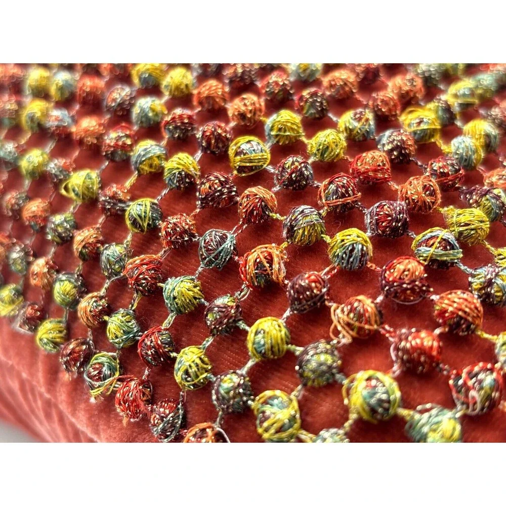 Dransfield &‎ Ross New York French Knot Pillow Silk Velvet Boutique Autumn Spice